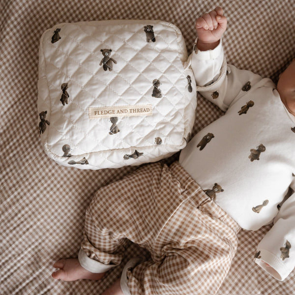 QUILTED CHANGE BAG - TEDDY BEAR