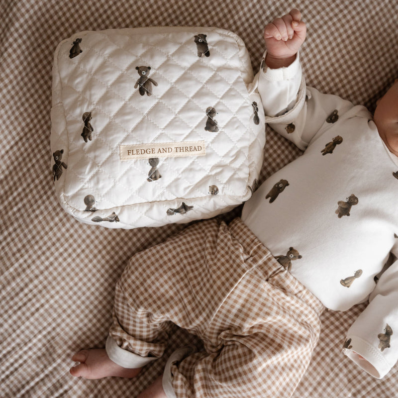 QUILTED CHANGE BAG - TEDDY BEAR