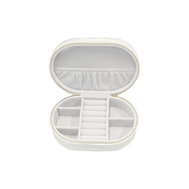 OVAL JEWELLERY TRAVEL POUCH - WHITE