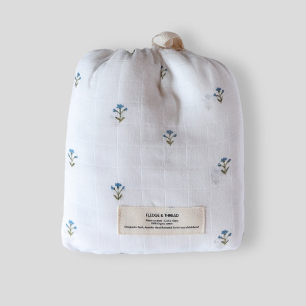 COT SHEET - BLUE FLORAL