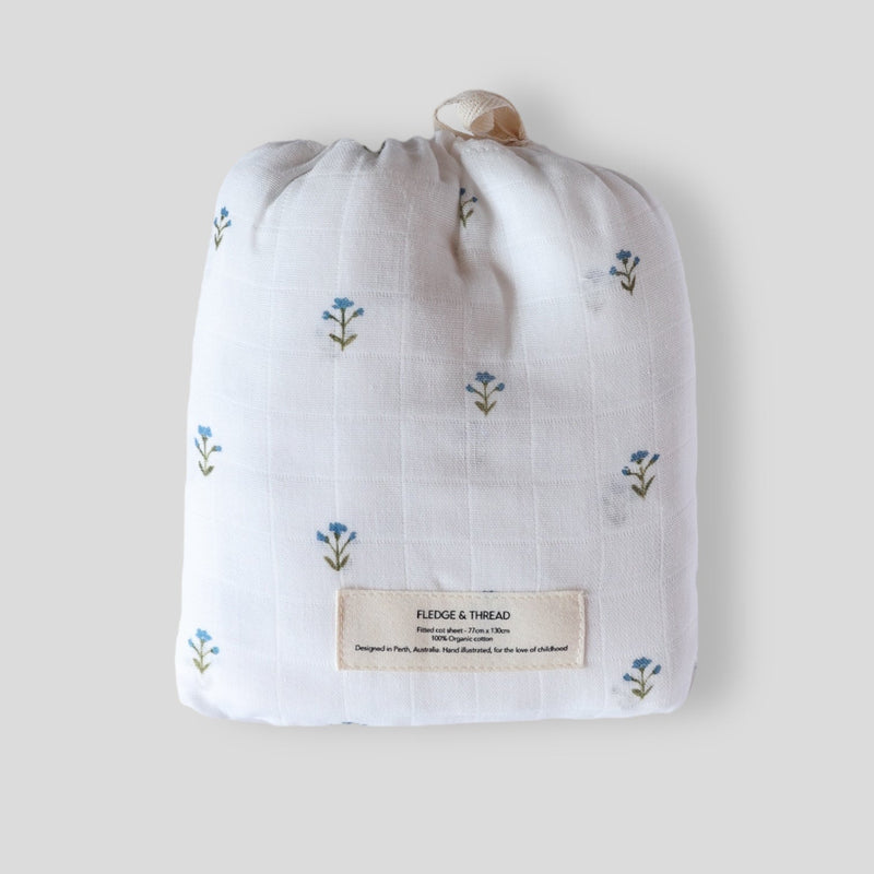 COT SHEET - BLUE FLORAL