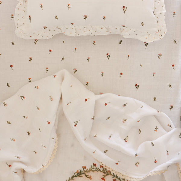 COT SHEET - CREAM FLORAL