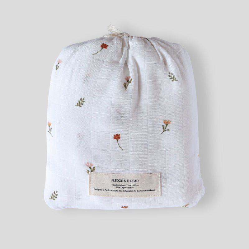 COT SHEET - CREAM FLORAL