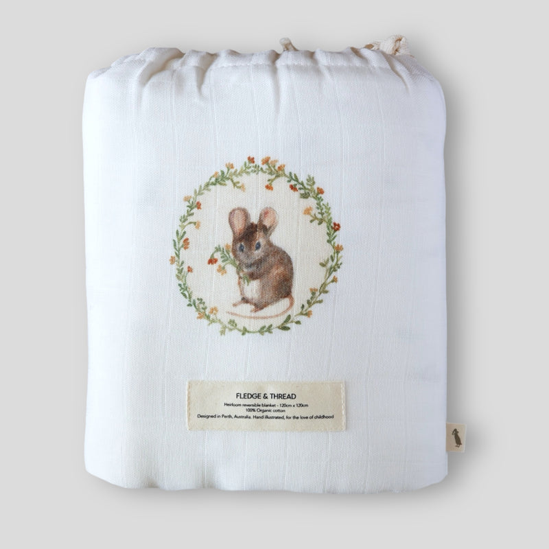 Heirloom Blanket - Mouse & Cream Floral
