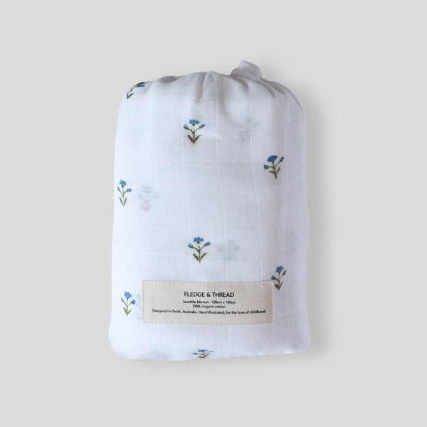Muslin Swaddle - Blue Floral