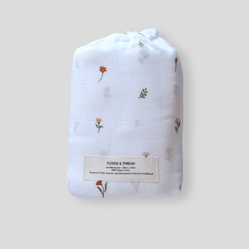 Muslin Swaddle - Cream Floral