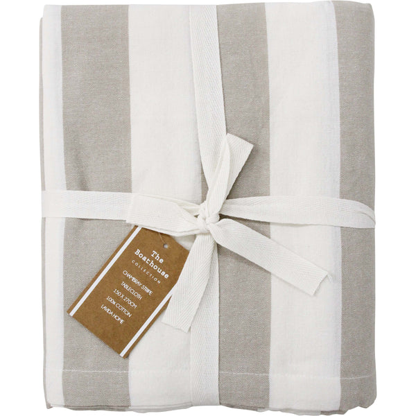CHAMBRAY STRIPE TABLECLOTH - NATURAL