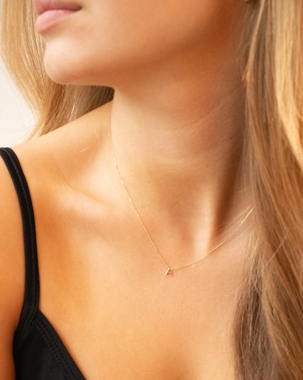 Petite Letter Necklace - White Gold
